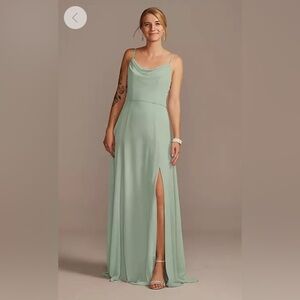 Sage Chiffon Dress With Slit